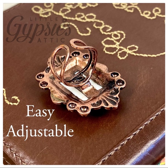 Howlite Natural Stone Adjustable Ring - Picture 5 of 8